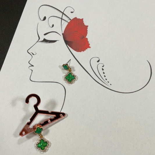Clover Dangle Earrings (Emerald)